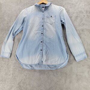 Ruff Hewn-100% Cotton Button Down Chambray Shirt Faded Denim/Lt Blue	Women's SP
